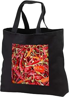 3dRose Overhead shot of mediterranean red chili peppers being dried - Tote Bags (tb_333800)
