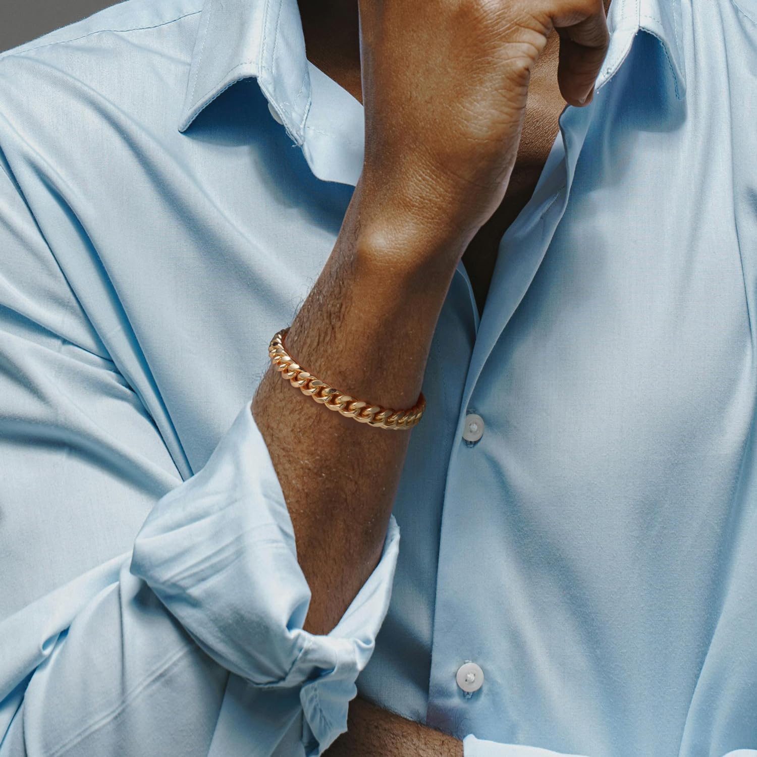 14K Gold Bracelets for Men Charm Cuban Link for Mens Chunky Gold Bracelet Bold Chain Non Tarnish Fashion Jewelry 6.5'' 7'' 7.5'' 8'' 8.5'' - Image 3