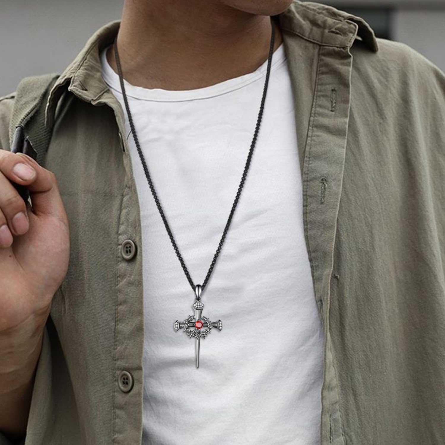 Cross Necklace with Crown 925 Sterling Silver Crown of Thorns Nail Cross Necklace Jesus Christian Jewelry for Women - Image 6