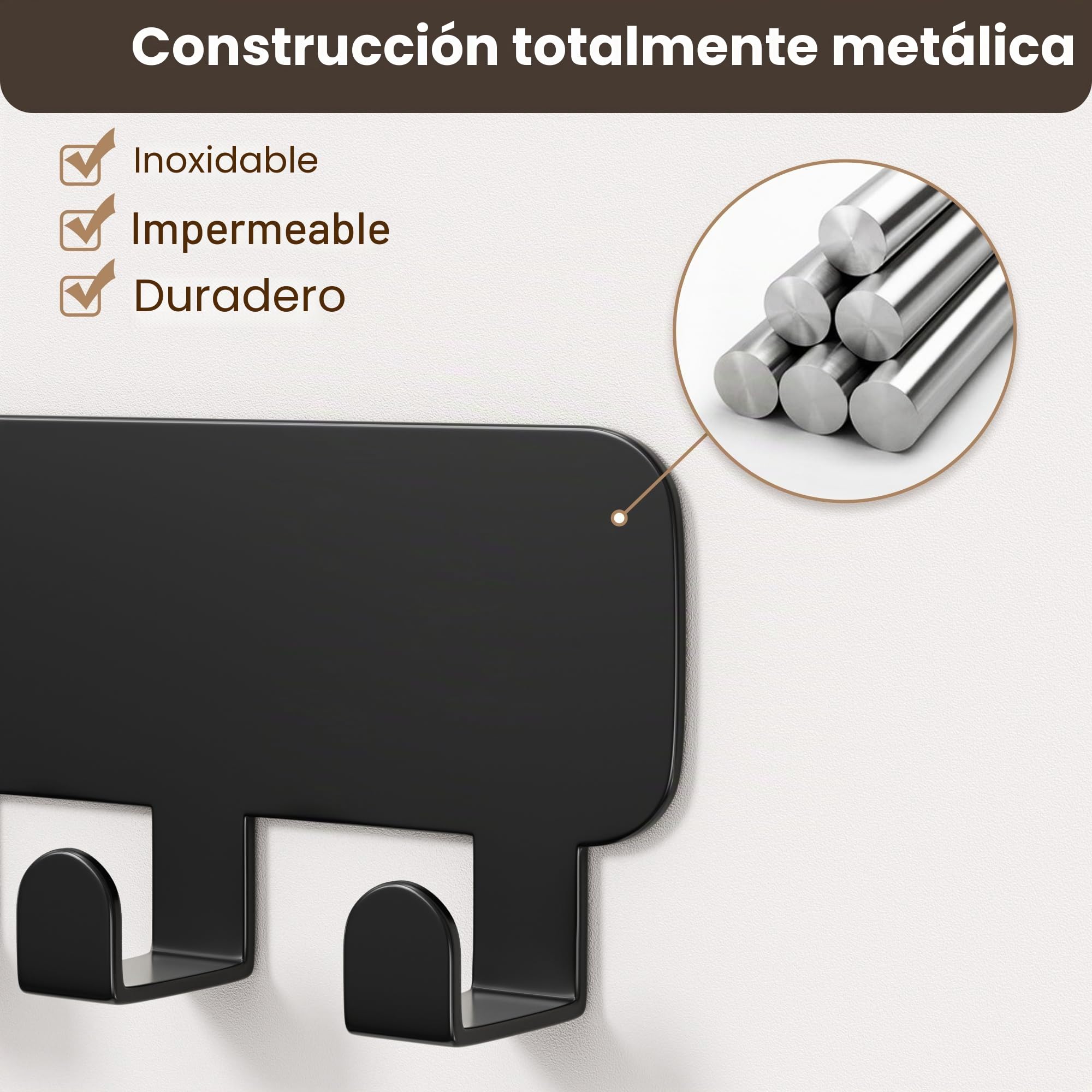 pickpiff Ganchos para llaves de pared, porta llaves autoadhesivo sin taladro para pegar en la pared, Negro 1 Pack