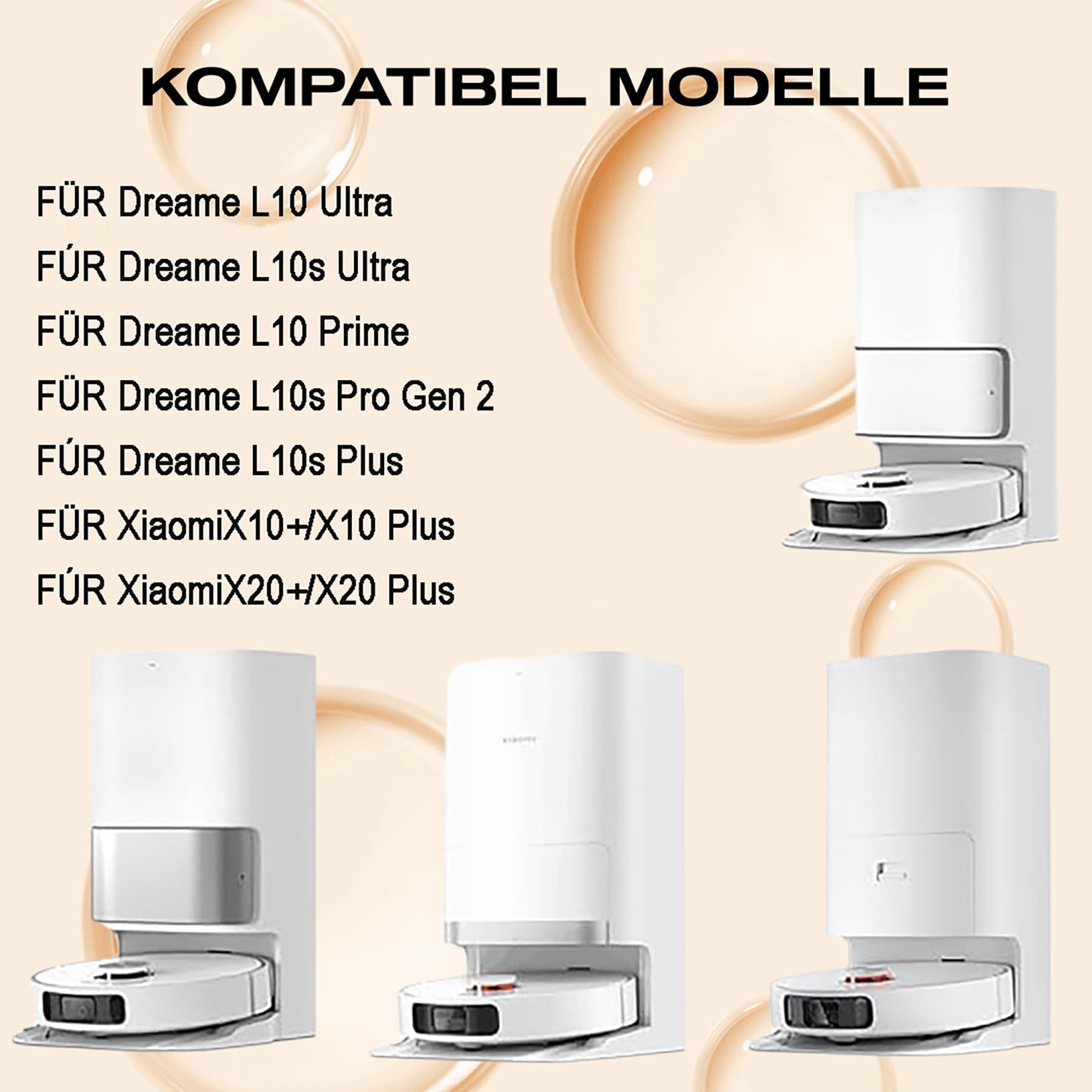HIYOUNG Accessori per Dreame L10s Ultra,L10 Prime,L10s Pro Gen 2/3,L10s Plus, Xiaomi X20+,1 spazzola principale,6 spazzole laterali,4 filtri,6 panni per mocio,1 copertura per spazzola principale