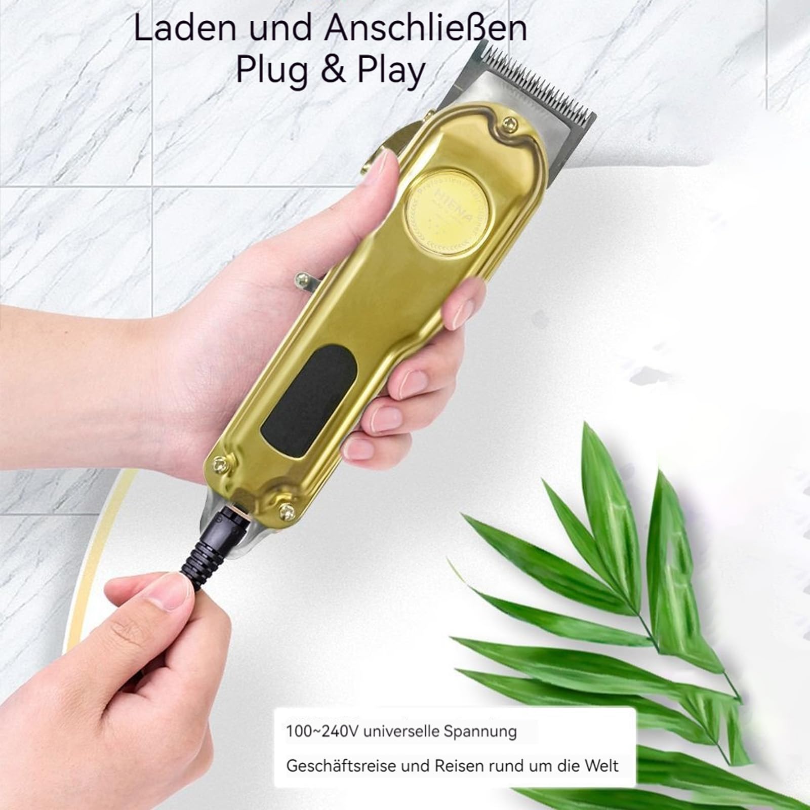ProTrim 2.0, Haarschneidemaschine Protrim 2.0, ED-Display, die Klinge ist Abwaschbar, Präzise Edelstahlklingen und Kraftvoller Motor für Gleichmäßige Schnitte bei Haar & Bart (Gold)