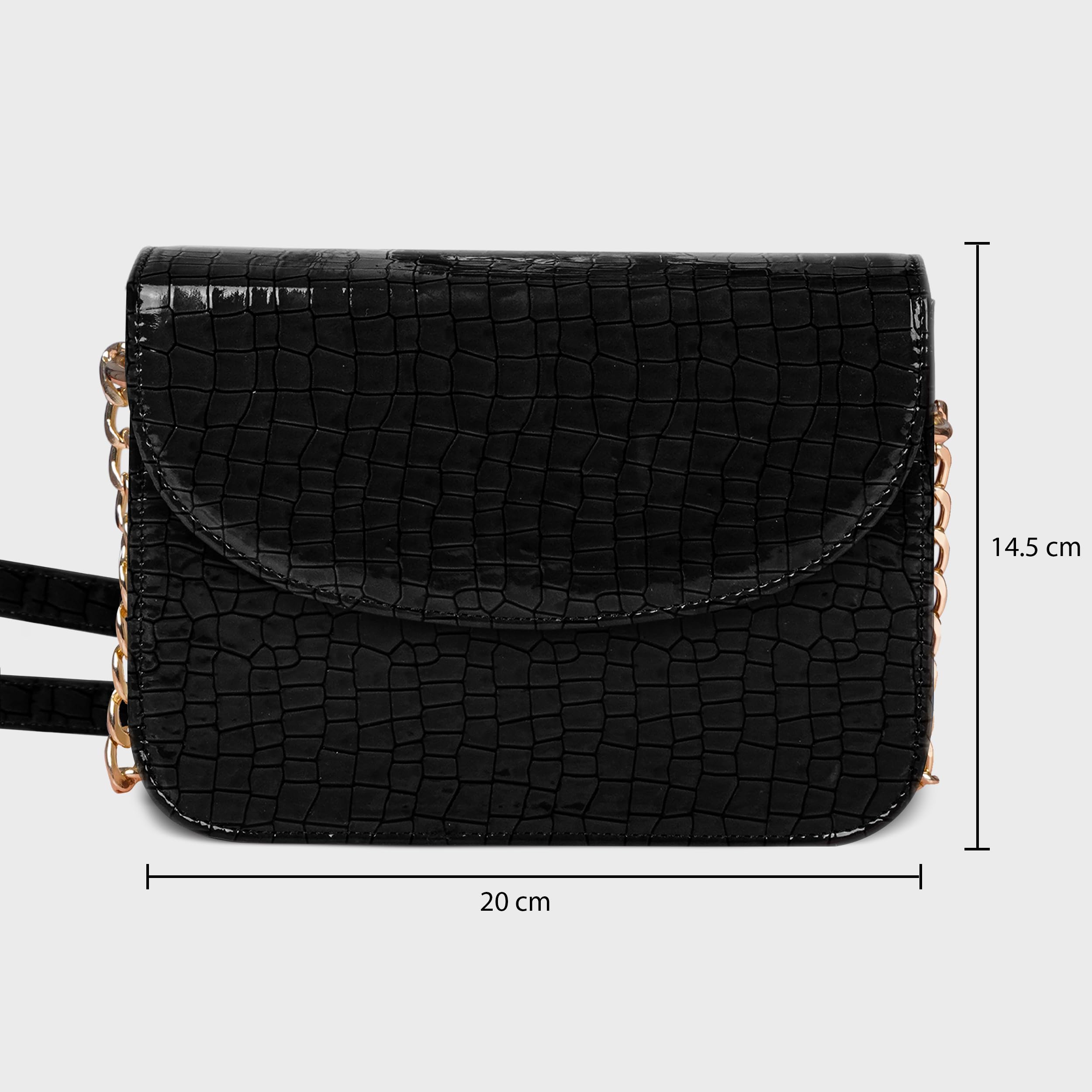 The Wallet Store Premium Brick Style Leather Sling Bag - Black