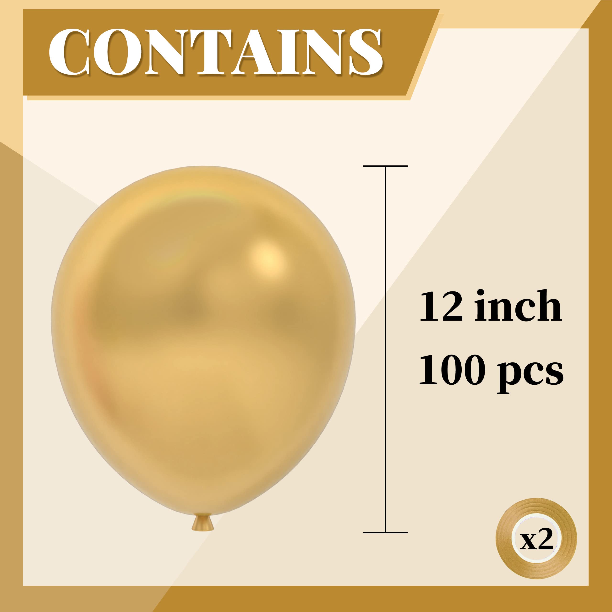 JOYYPOP Metallic Gold Balloons 100 Pcs Gold Party Latex Balloons 12 Inch Gold Latex Balloons for Graduation Wedding Birthday Anniversary New Years Party Decorations