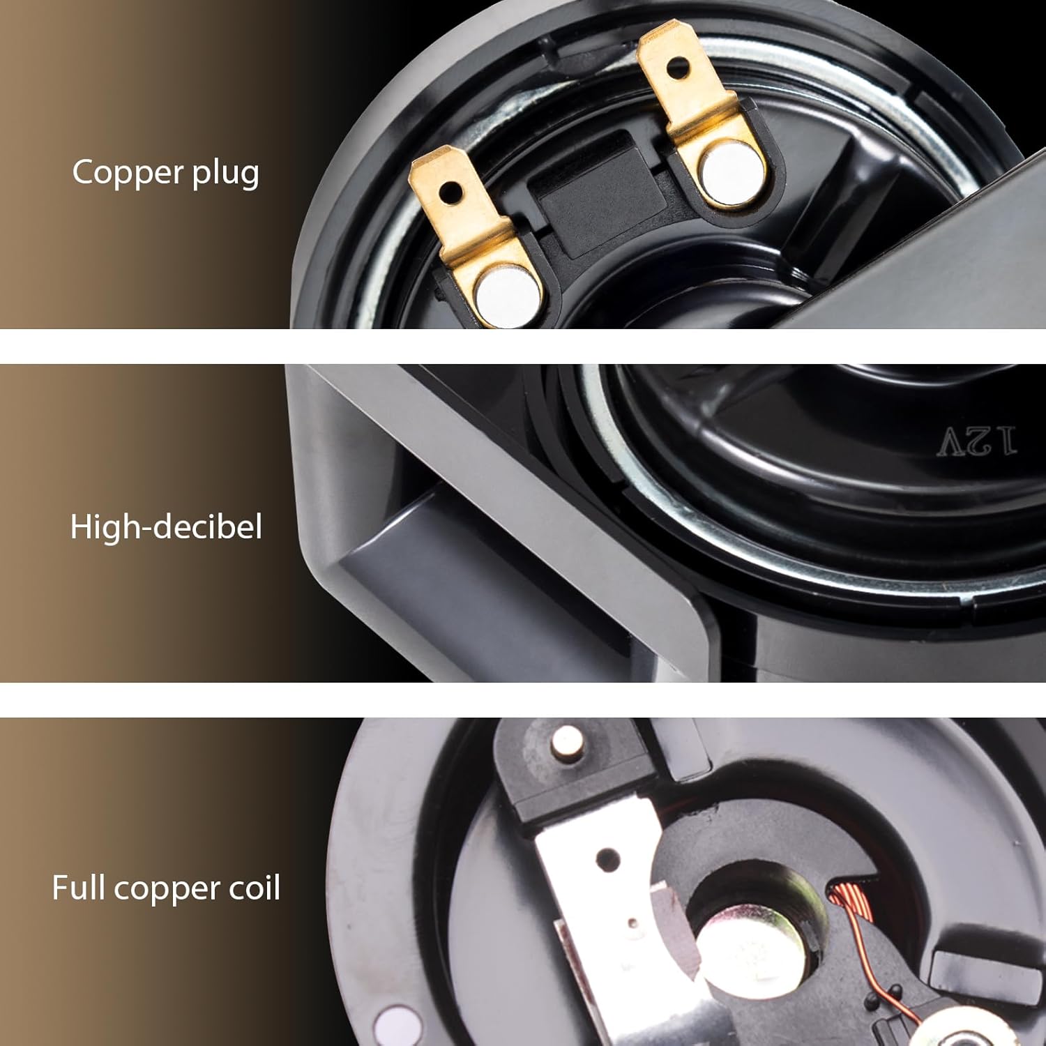Polaris Horn Kit Universal for ATV UTV Golf Cart 12v DC Snail Horn Kit with 12V Black Snail Dual Horn