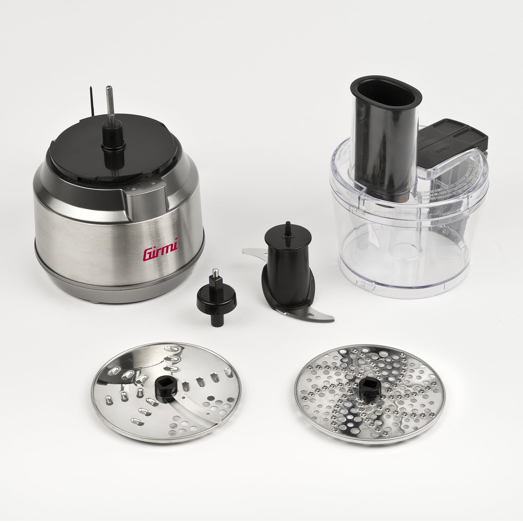 Girmi RB01 "Mastro Pocket" Mini-Robot Multifunzione, 300 W, Capacità 600cc, 2 Velocità, 2 Dischi Inox, Doppia sicurezza, Grigio