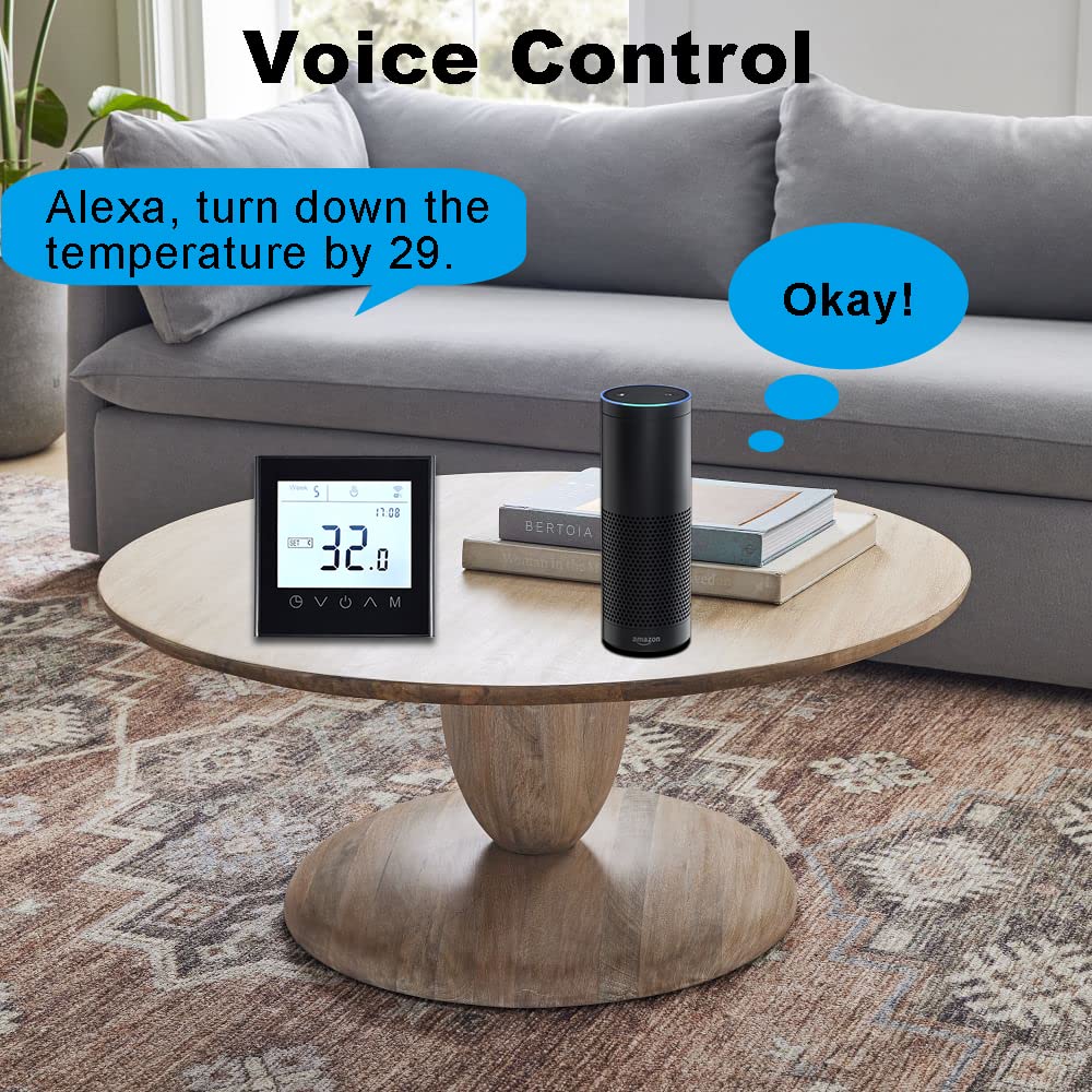 Thermostat WiFi programmable Touch Screen Tuya Smart Régulateur de température pour chaudière électrique/eau/gaz chaudière chaude contrôleur de chauffage au sol (chaudière à gaz noire)