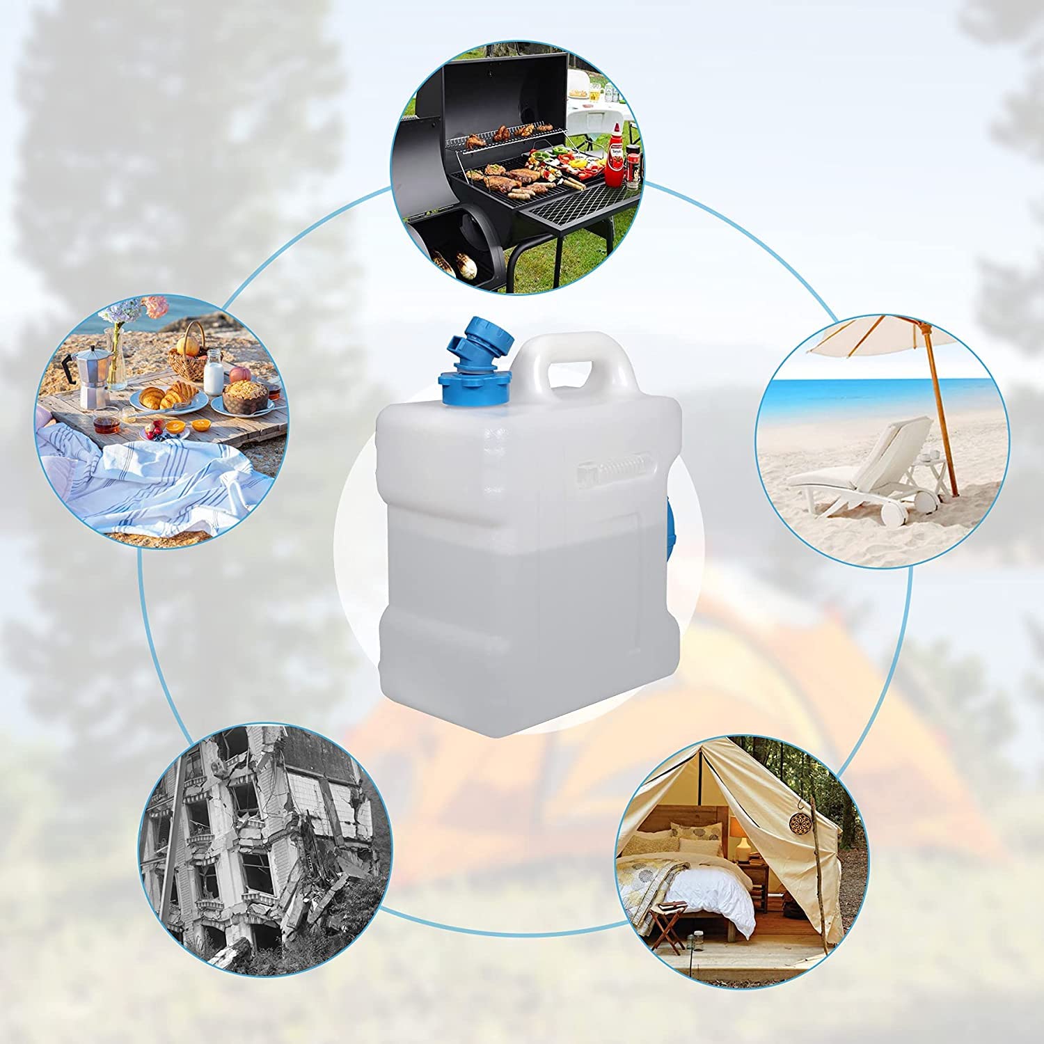 Récipient Eau Camping Redcamp 18,5L Avec Robinet – Plastique BPA Free, Blanc, Neuf