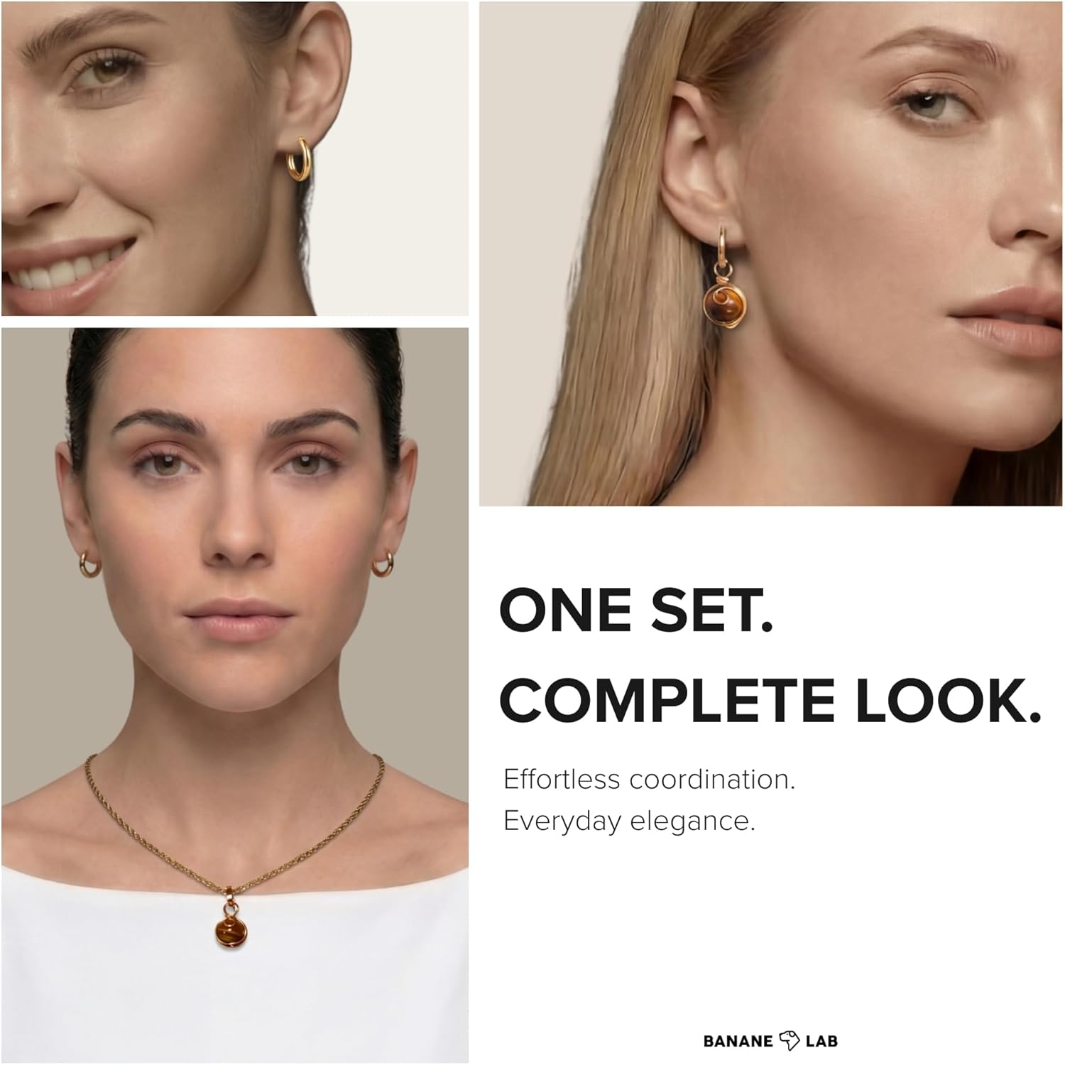 Wire Wrapped Gemstone Drop Earrings | 2-in-1 Convertible Healing Crystal Necklace Set | Handcrafted Boho Jewelry Gift for women | Includes 14K Gold Plated Hoops, Rope Chain & Pendant Bail