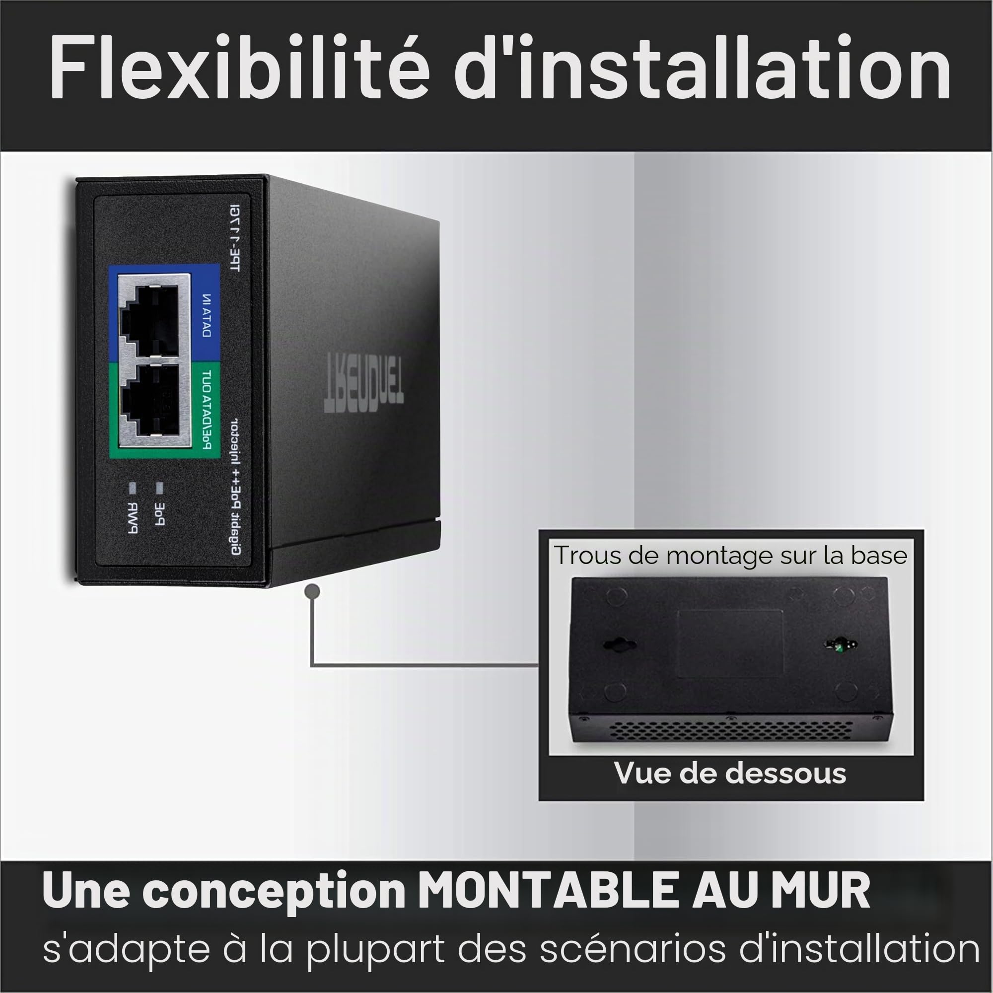 TRENDnet GIGABIT Ultra POE Plus Injector Noir TPE-117GI
