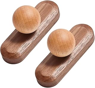 2 Pcs Wooden Door Knobs, Beech Wood Ball Shape Decorative Cabinet Drawer Handles, Natural Wood Cupboard Pulls,for Furniture, Wardrobes, Home Kitchens, Offices,Single Hole