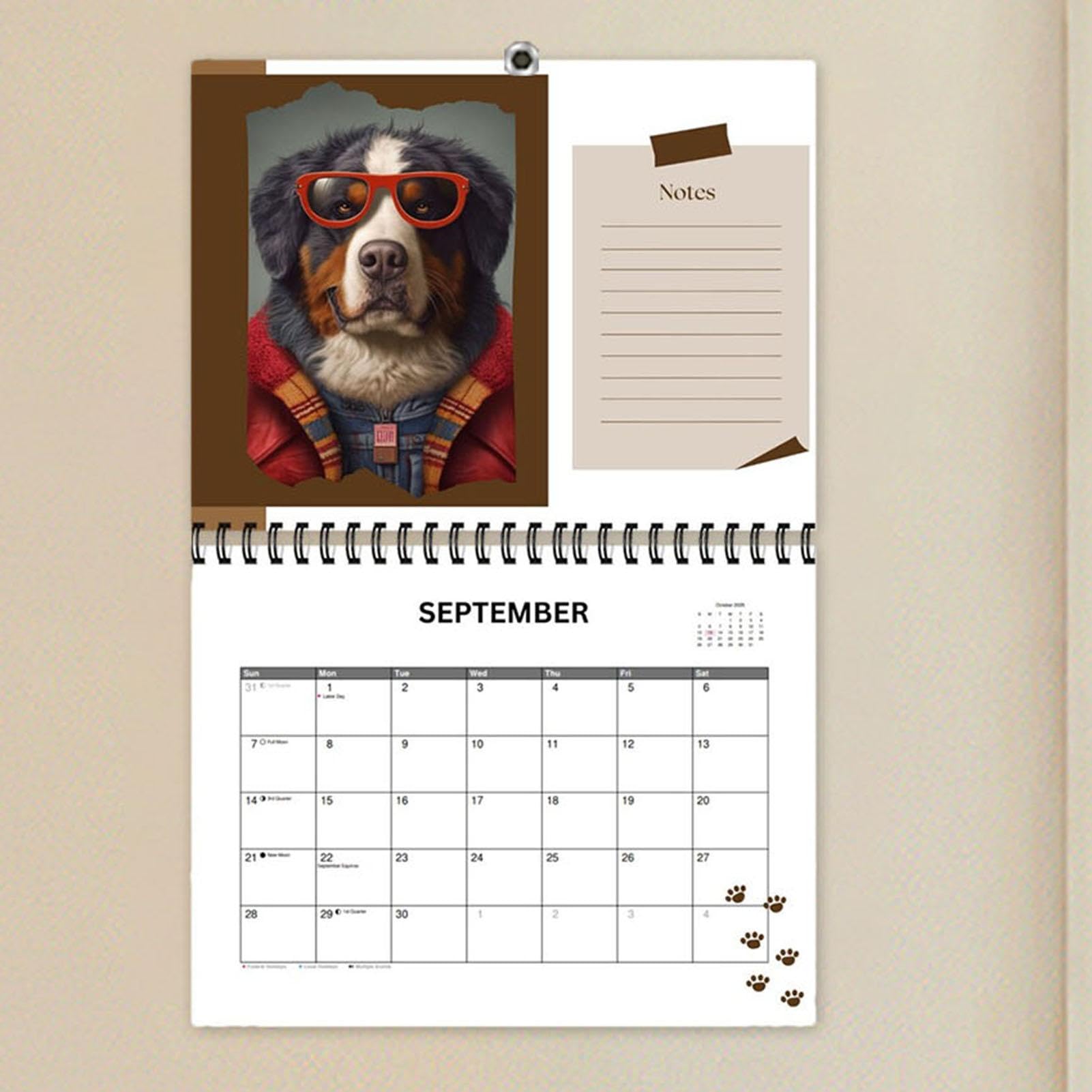 Calendario De Pared De Taaño Copleto De Cachorros Para Planificar