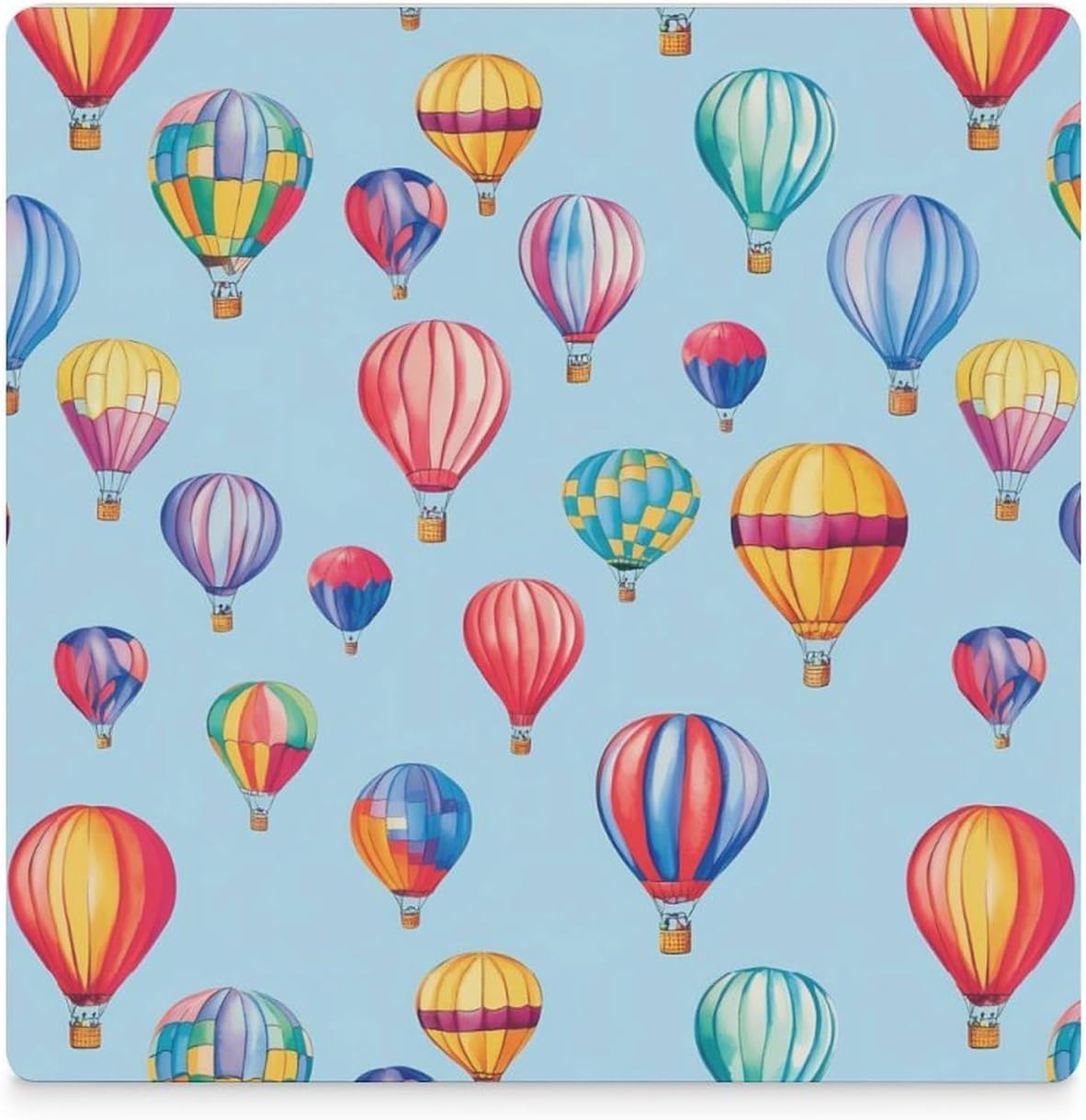Colorful Hot Air Balloons Funny Ceramic Coasters for Drinks Absorbent Cup Holder Tabletop Protector with Cork Base