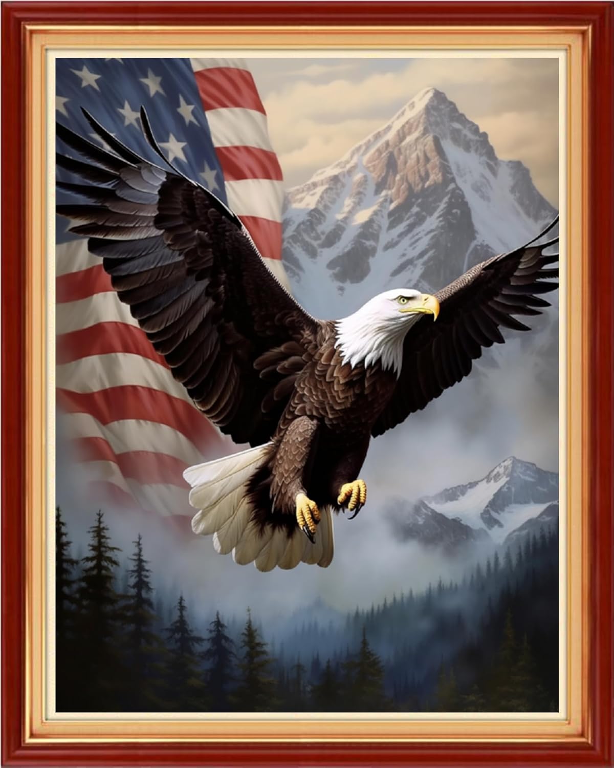 Dimxvean Stamped Cross Stitch Kits,Cross Stitch Kits for Adults Beginners,Embroidery Kits Full Range of Cross Stitch Stamped Kits Needlepoint Kits Cross Stitch Patterns-Flag Eagle 16x20 inch