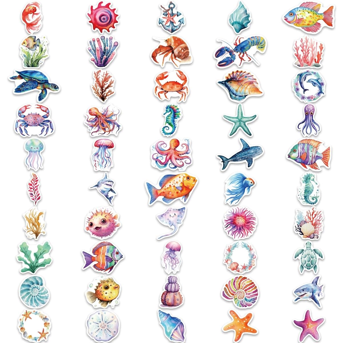 Marine Animal Vinyl Stickers,Fish Sea Marine Life Graffiti Stickers,Vinyl Waterproof Sticker for Kids Teens Girls,for Phone Laptop Bottles Skateboard Computer Phone Luggage Guitar Gifts Sticker - Image 4