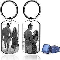 BEXOA Personalized Photo Keychain for Boyfriend - Custom Double-Sided Stainless Steel Keychain with Pictures & Text, Valentine's Gift