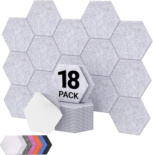 Miniatura 10 de Paquete de 12 paneles acústicos hexagonales, TONOR 12" x 10" x 0.4" paneles insonorizantes de alta densidad para paredes, panel de espuma de Negro