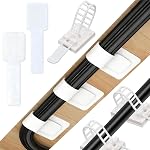 50-Pack Câblodistribution autocollante, fixation et organisation réutilisables des câbles de données, câblos de gestion des câbles, adaptés aux écouteurs, téléphones portables et appareils électroniques sous la table (blanc)