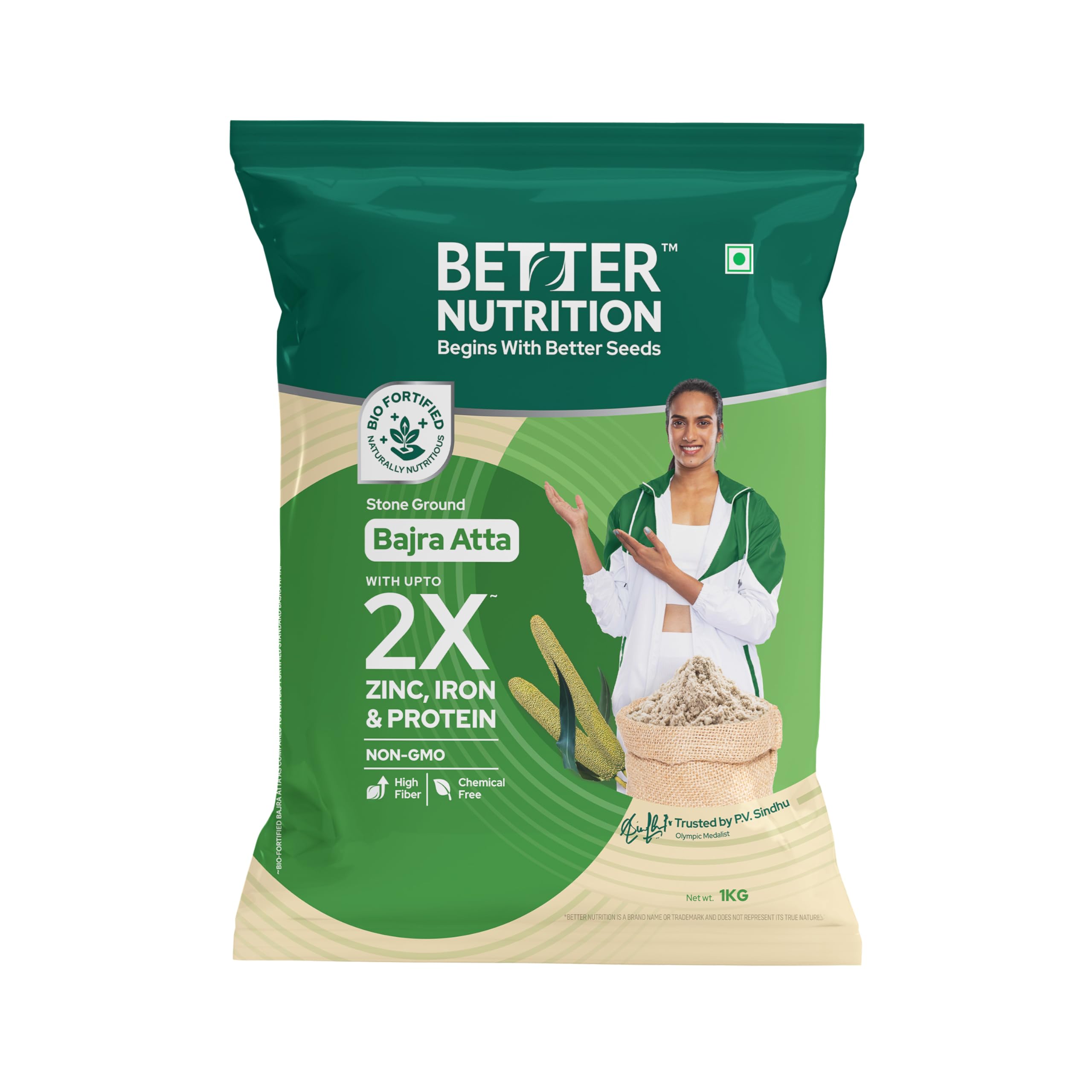 Better Nutrition Biofortified Bajra Atta 1kg | Stone Ground Pearl Millet Flour | High in Iron, Zinc & Protein | Gluten-Free, 100% Natural | Perfect for Rotis, Bread & Bhakri-image-20