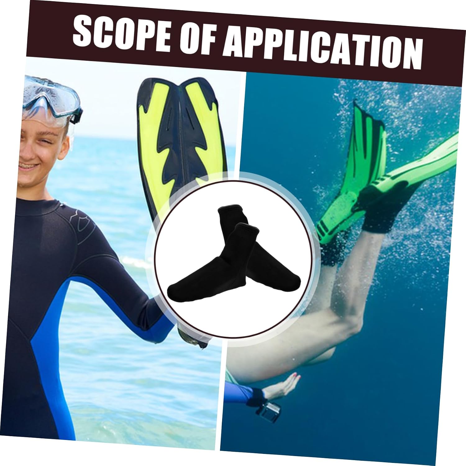 SUPVOX 1pair Comfortable Neoprene Swim Socks for Diving Beach and Water Fitness Warmth and Nonskid Design -Recommended Larger for Men