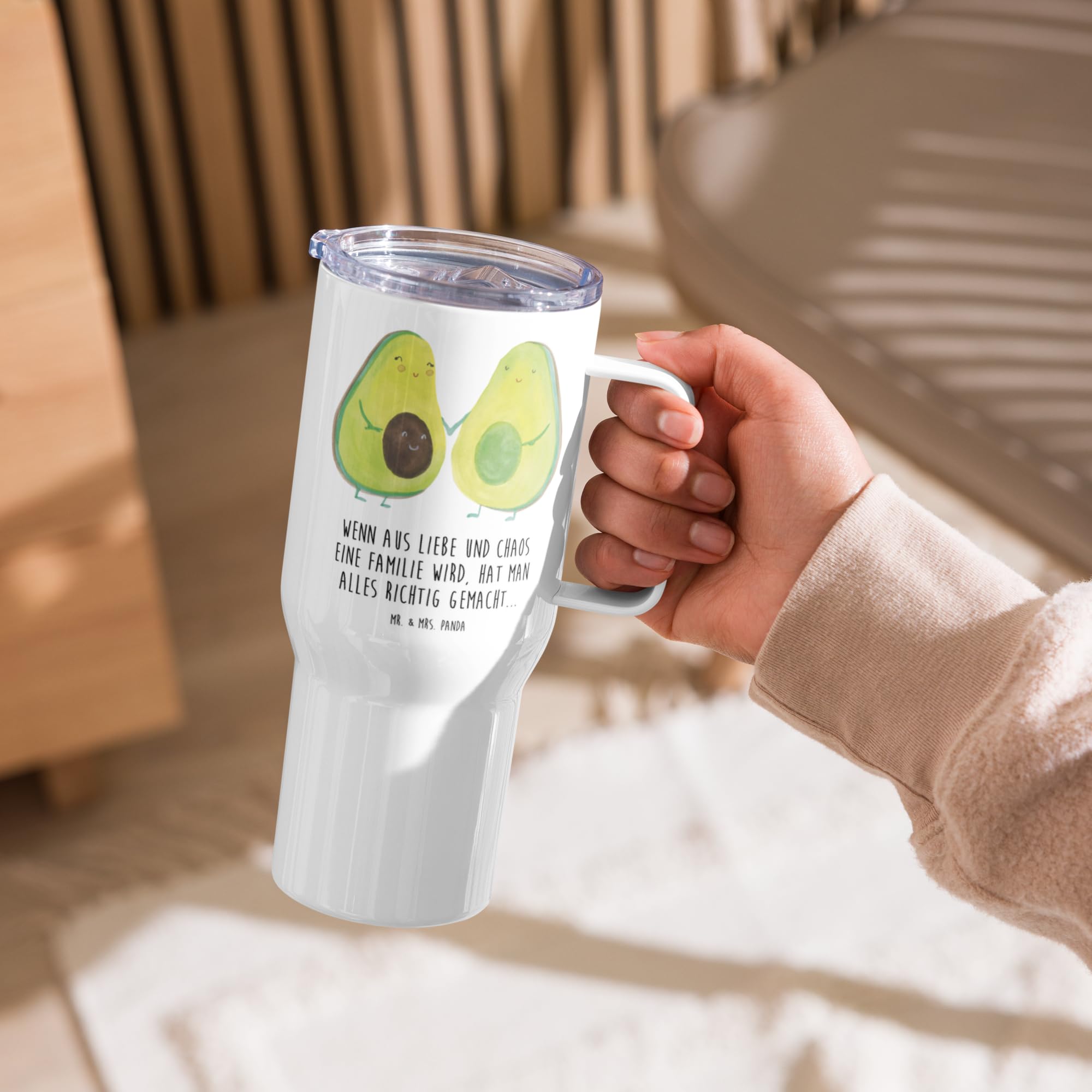 Mr. & Mrs. Panda Thermobecher Avocado Pärchen - Geschenk, Familie, thermosbecher, Avocados, Großer, Teetasse, Kinder, Liebe, Kaffee-Thermobecher, Kaffee-to-go-Becher