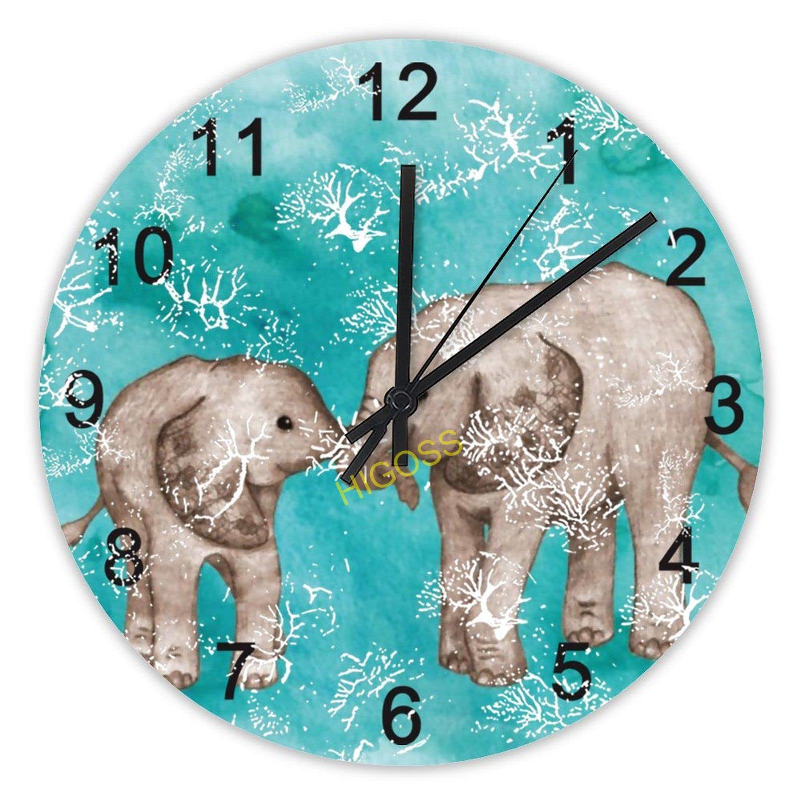Horloge murale en bois éléphant silencieuse sans tic-tac decoration rustique