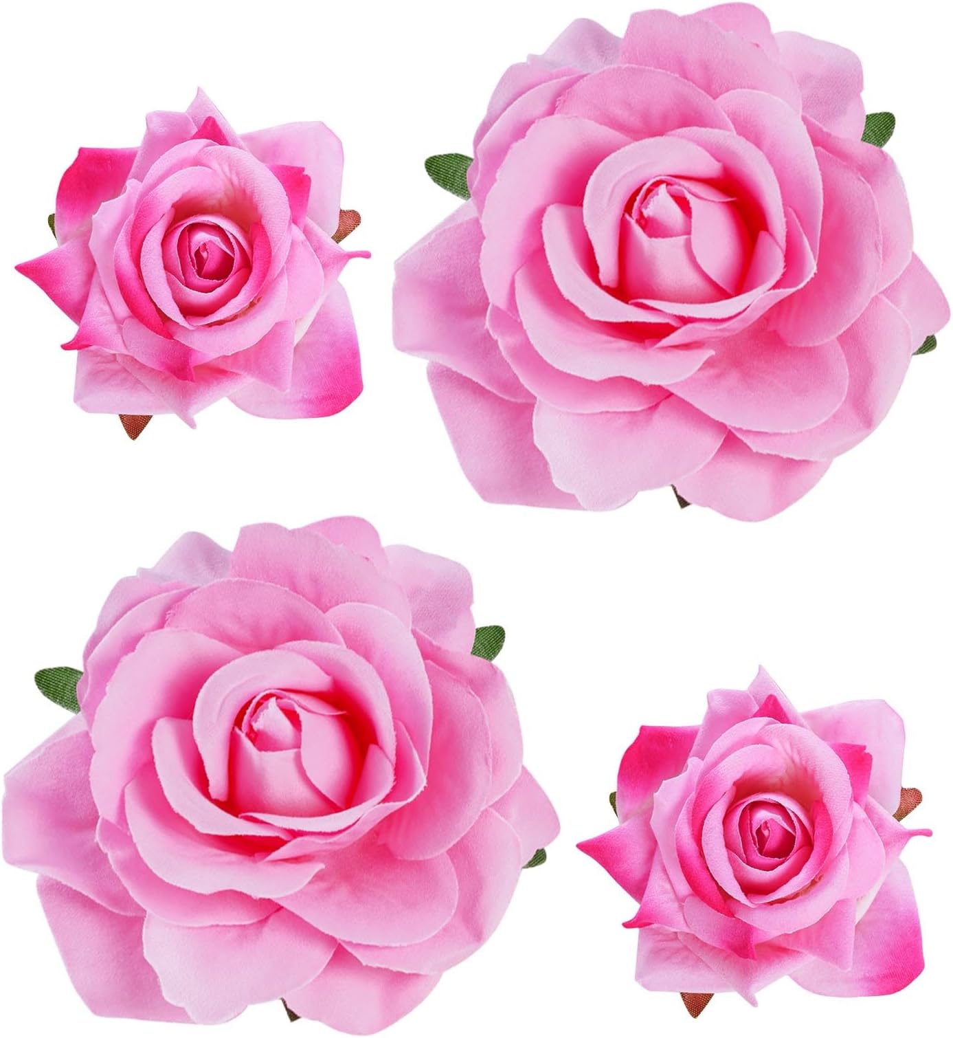 Topbuti Rose Hair Clip Flower Hairpin Brooch Floral Clips, 4 Pcs Fabric Rose Flowers Hair Clips Mexican Hair Flowers Pin up Headpieces for Woman Girl Wedding Party Mother's Day (2 Sizes) (Pink)