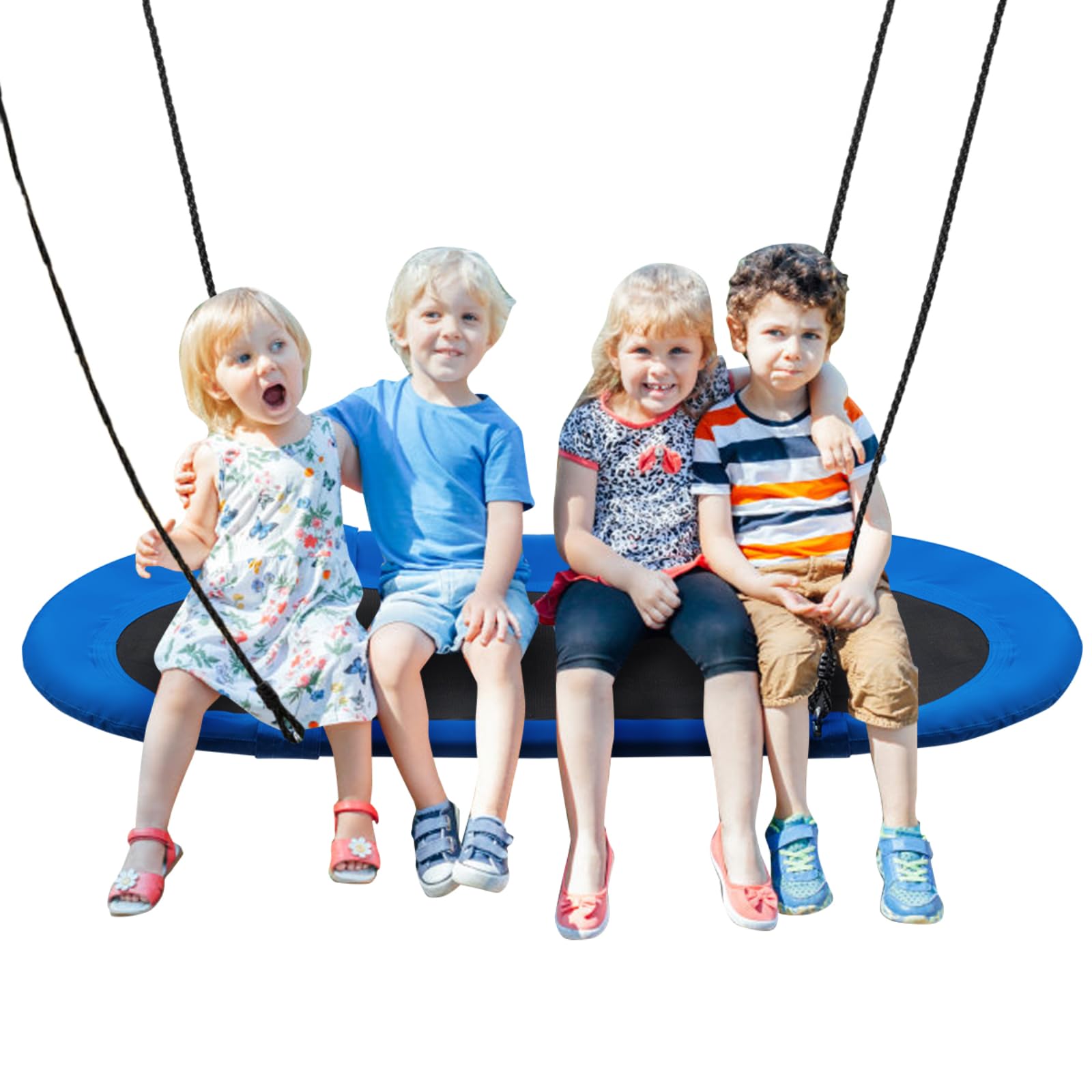 Maxmass 60 inch/150cm Kids Nest Swing, 150kg Weight Capacity Children Tree Swing Seat with Adjustable Hanging Ropes, Indoor Outdoor Platform Swing Chair for Porch Garden Backyard Park (Blue)