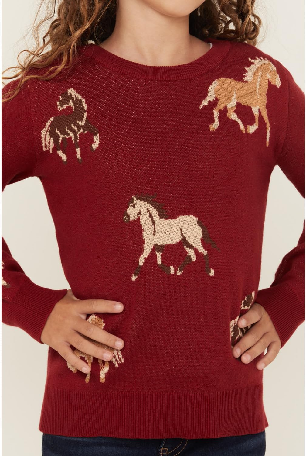 Cotton and Rye - Kid's Horse Girl Sweater - Red
