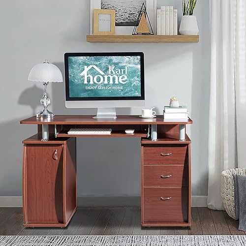Miniatura 8 de Karl home Escritorio para computadora, escritorio de estudio, estación de trabajo de madera para oficina en casa, mesa para computadora portátil con