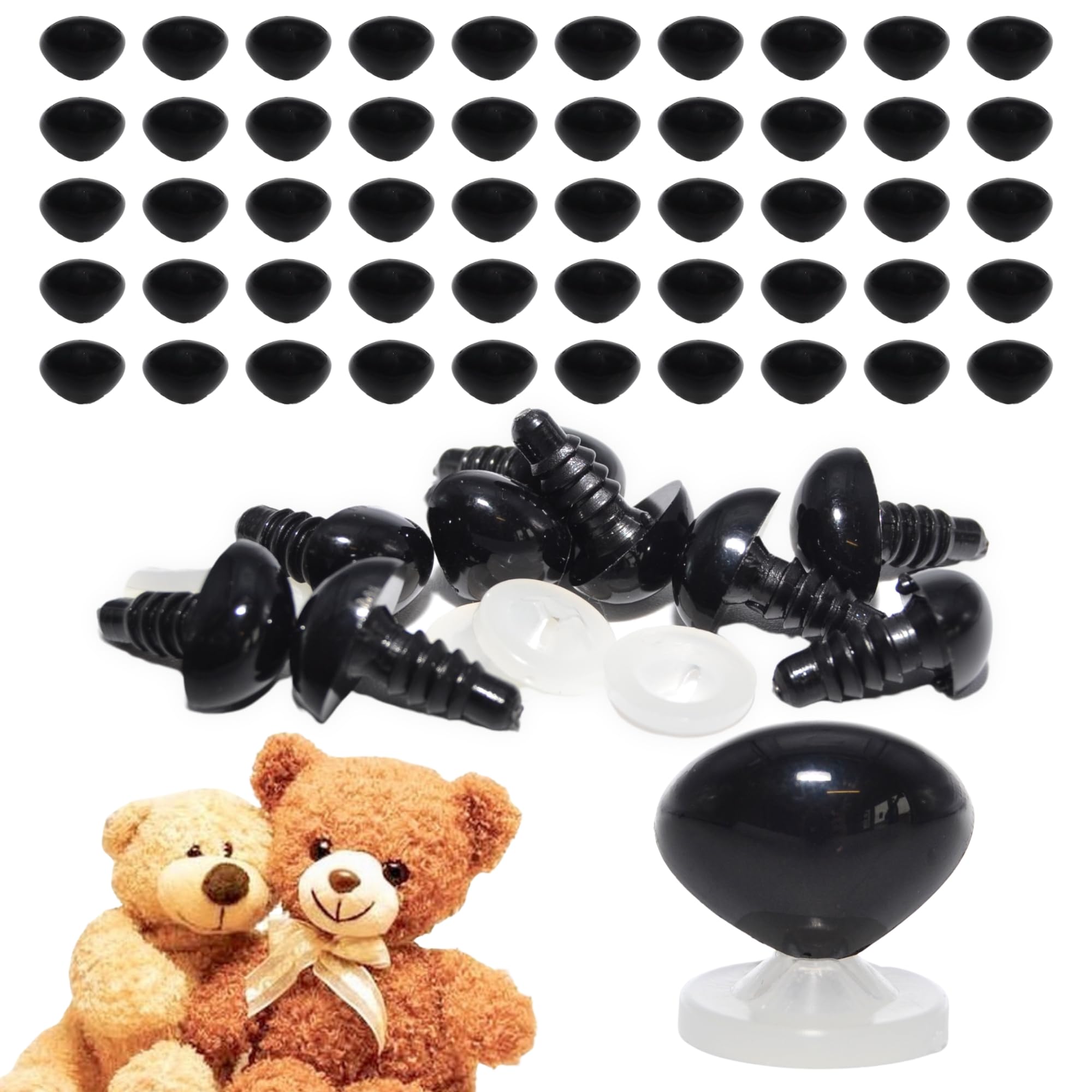 celloexpress 7mm x 5mm Black Triangle Noses with Plastic Backs - Safety Noses for Soft Toy Teddy Bear Animal Making (Pack of 100) — image 1