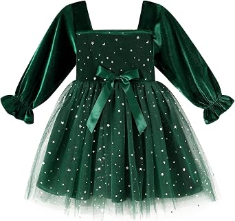 YOUNGER TREE Toddler Tutu Dress Girls Long Sleeve Tulle Holiday Birthday Party Princess Dresses Fall Winter Clothes