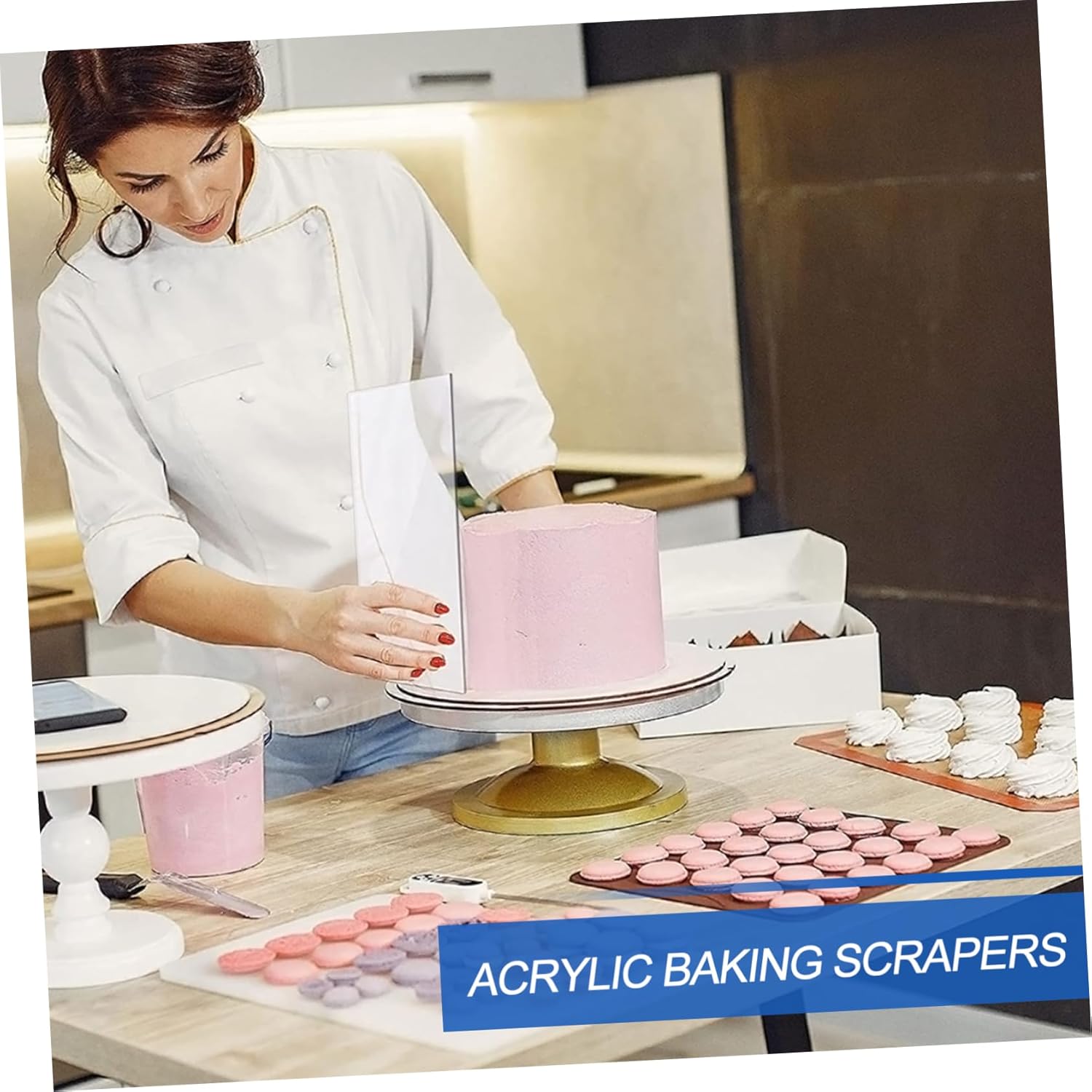 Alipis 11-Piece Square Acrylic Cake Tray Set Dessert Scrapers Pastry Cutting Board and Cake Leveling Tools for Baking and Party Use