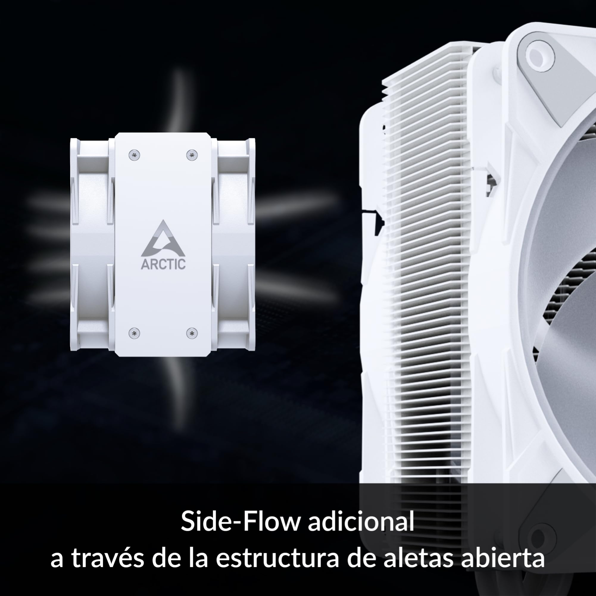 ARCTIC Freezer 36 A-RGB - Ventilador CPU de Torre única con Push-Pull, Dos Ventiladores P de 120 mm con presión optimizada, Rodamiento fluidodinámico, 200-2000 RPM, 4 Heatpipes, Incl. MX-6 - Blanco