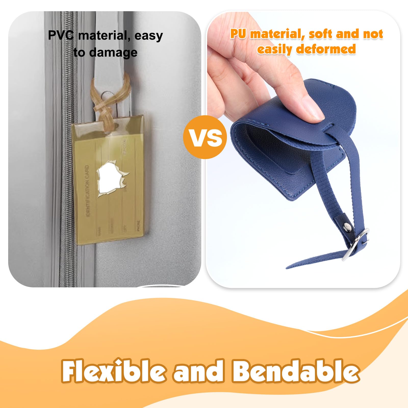 AiQInu 3 Pezzi Etichette per Valigie Aereo, Etichetta Valigia in PU, Targhetta Valigia con Nome e Indirizzo, Luggage Tag per Aereo Bagaglio Valigie Zaini