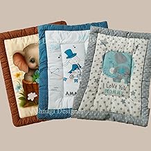 New Born Baby Godadi Pack of 3 (0 –1 Years), Soft Cotton Bedding Set, Multicolor, Cartoon Mat, Baby Bed Crib Sheet| Baby Sleeping Essentials (3, Coffee Blue Grey)