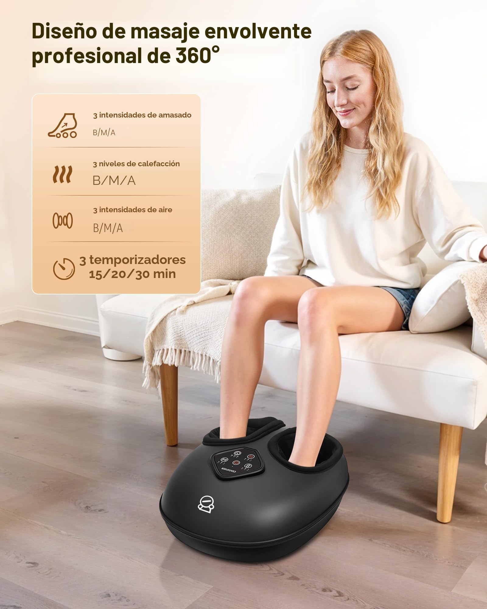 COMFIER Masajeador de Pies Shiatsu con Amasamiento, Rodadura y Compresión Regalos para Hombres Mujeres