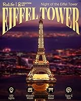 Vista 2 de Rolife Rompecabezas de madera 3D para adultos, Set grande de Torre Eiffel-Juegos de construcción de modelo LED, kits de arquitectura de París como