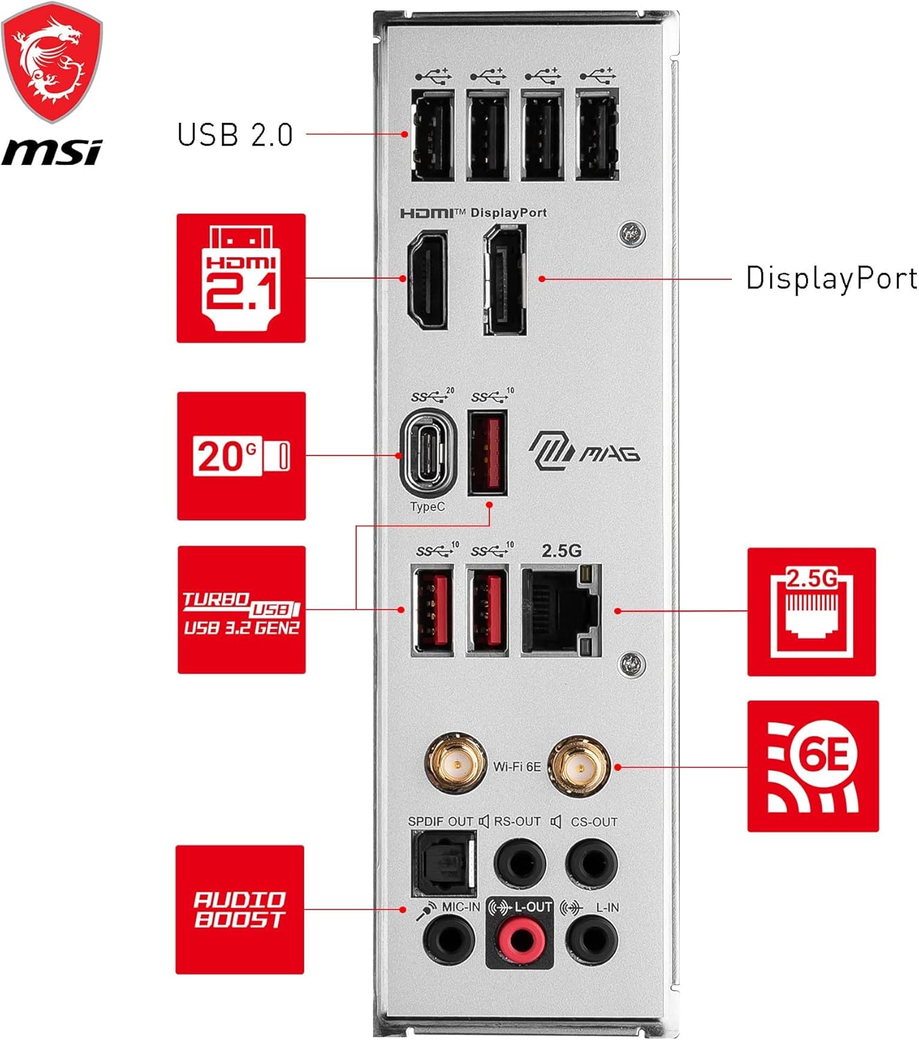 MSI MAG B760M MORTAR WIFI DDR4 Scheda madre, Micro-ATX - Supporta processori Intel 12th e 13th Gen Core, LGA 1700 - 75A DrMOS VRM, DDR4 Memory Boost 5333+MHz/OC, PCIe 5.0 x16, M.2 Gen4, Wi-Fi 6E MSI MAG B760M MORTAR WIFI DDR4 Scheda madre, Micro-ATX - Supporta processori Intel 12th e 13th Gen Core, LGA 1700 - 75A DrMOS VRM, DDR4 Memory Boost 5333+MHz/OC, PCIe 5.0 x16, M.2 Gen4, Wi-Fi 6E