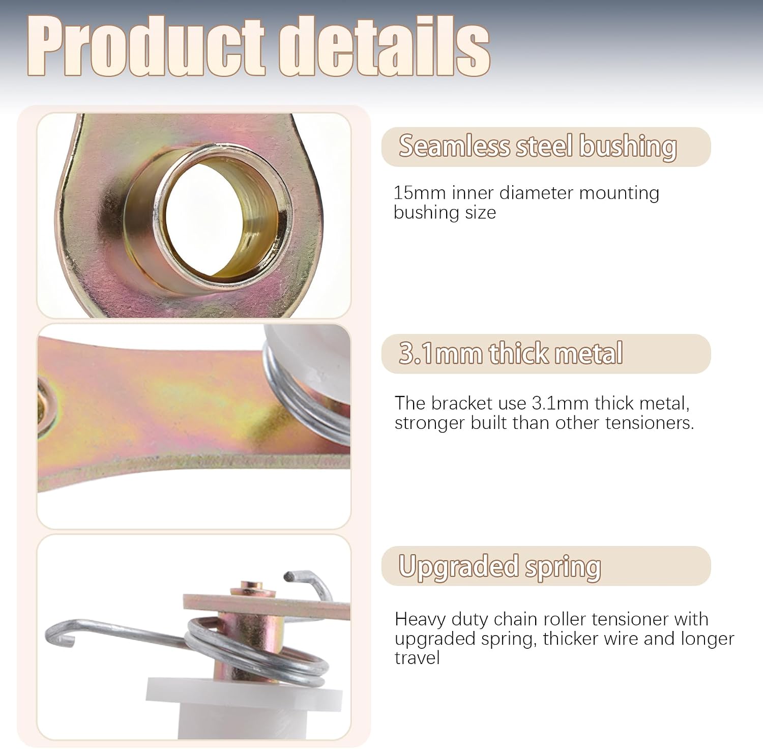 Heavy Duty Chain Roller Tensioner w/Spring 110cc 125cc 140cc Dirt Pit Pro Dirt Bike 4 wheeler White