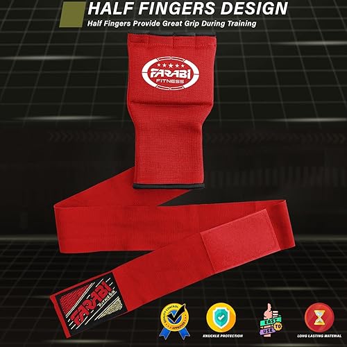 Miniatura 4 de Farabi Quick Wraps Gloves Gel Paded Hand Wraps Adult MMA Boxing Muaythai Bandages Hand Protector 80cm Meter Wrist Support Strap Pair