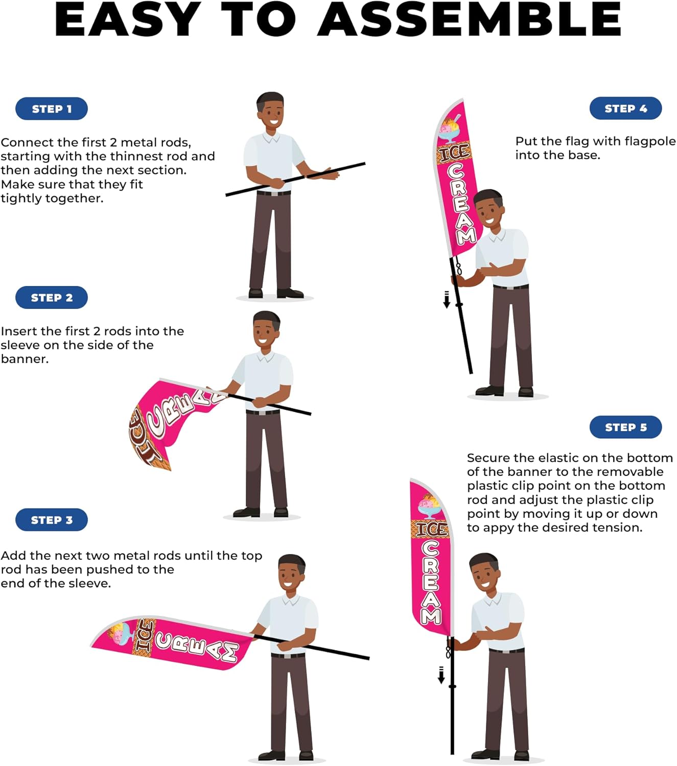 DreamController Ice Cream Feather Flag(11.5feetX2.5feet) Outdoor Business Advertising Tall Flag | Weather-Resistant Knitted Swooper Flag | Made in USA | HD Print (Flag Only)