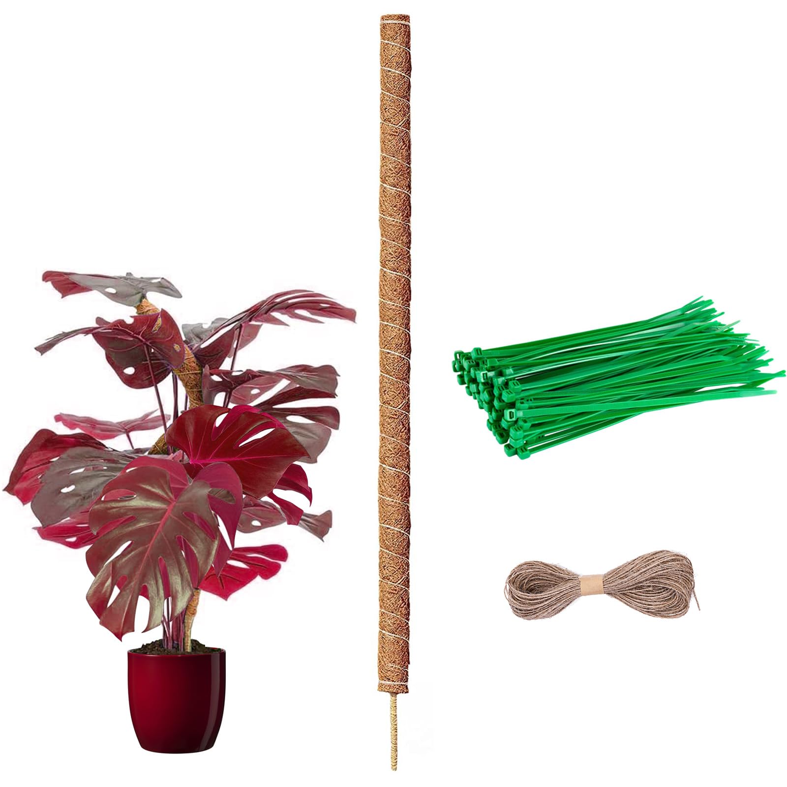 Moss Pole, 80cm Moss Poles for Monstera Climbing Plants Growth Bendable Plant Supports, brown, 80 CM (1 Piece)
