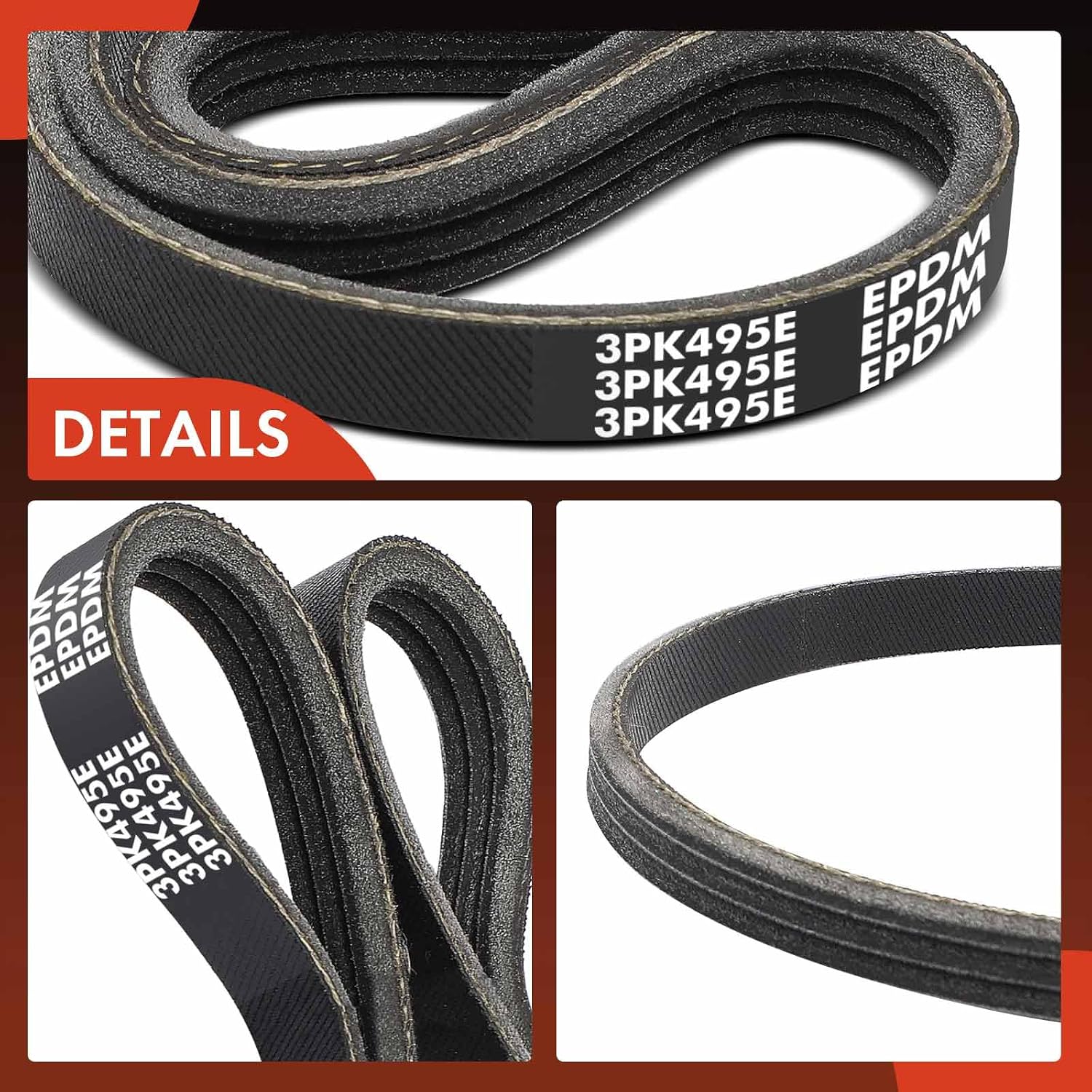A-Premium 19.5 In Water Pump Stretch Fit Serpentine Belt Fit For Ford Escape 2006-2008, Fusion 2006-2009 & Mazda 6 2006-2008, Tribute 2008 & Mercury Mariner 2006-2008, Milan & Lincoln, 3.0L, Gas Only