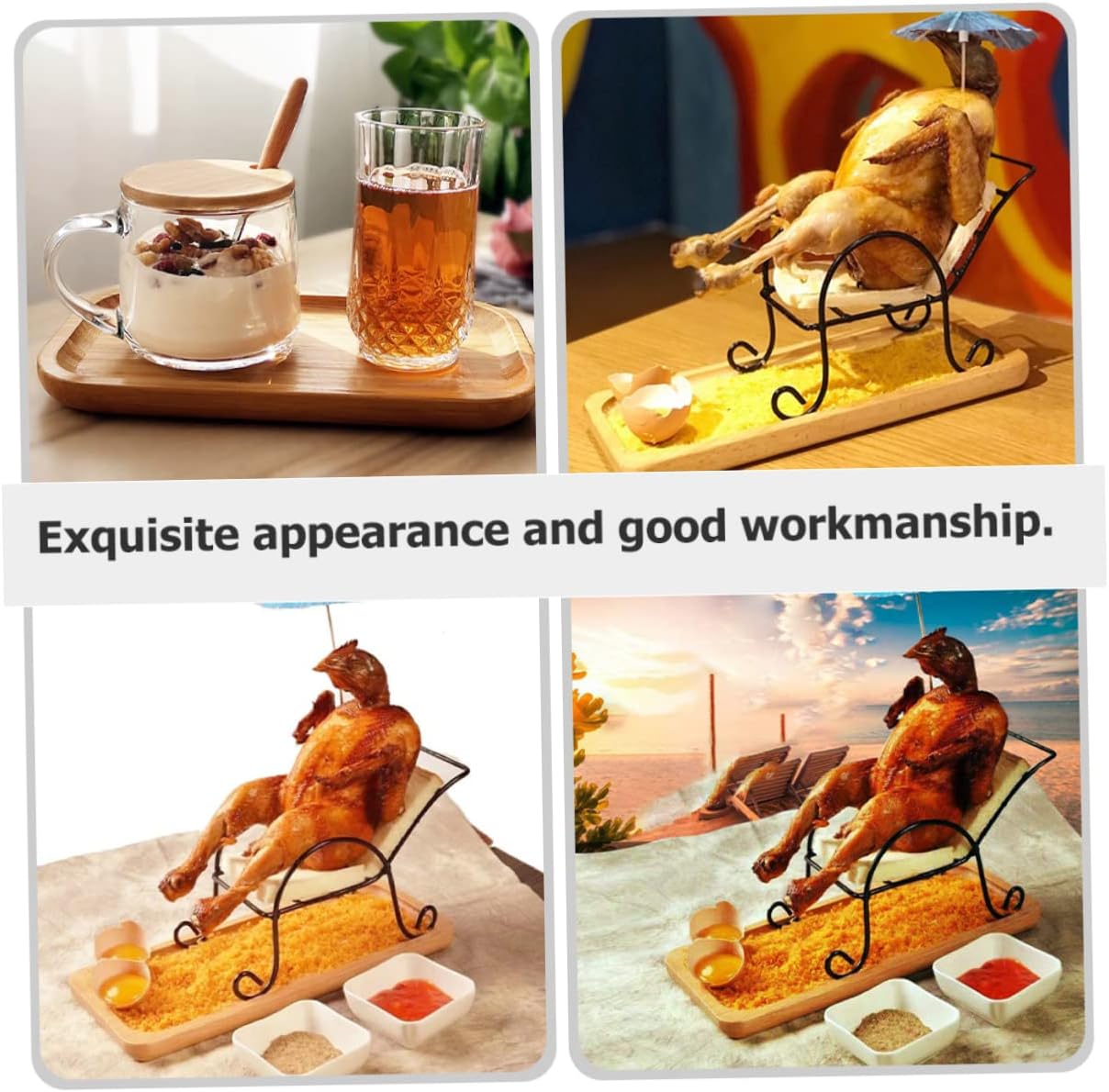 balacoo 1set Roasted Chicken Rack Tray Grilled Chicken Rack Stand for Grill Roasting Pan for Oven