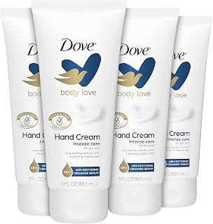 Dove Body Love Moisturizing Hand Cream for Rough or Dry Skin Intense Care Softens and Smoothes 3oz 4 Count