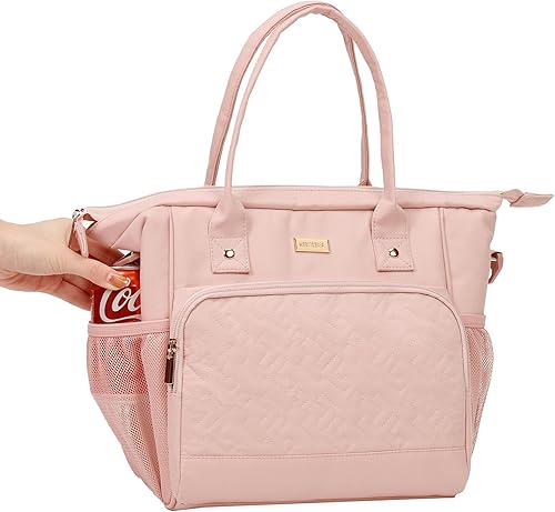 Miniatura 3 de NISHEL Lonchera para mujer con correa de hombro ajustable, bolsa térmica portátil y reutilizable, compartimento térmico aislado a prueba de fugas,