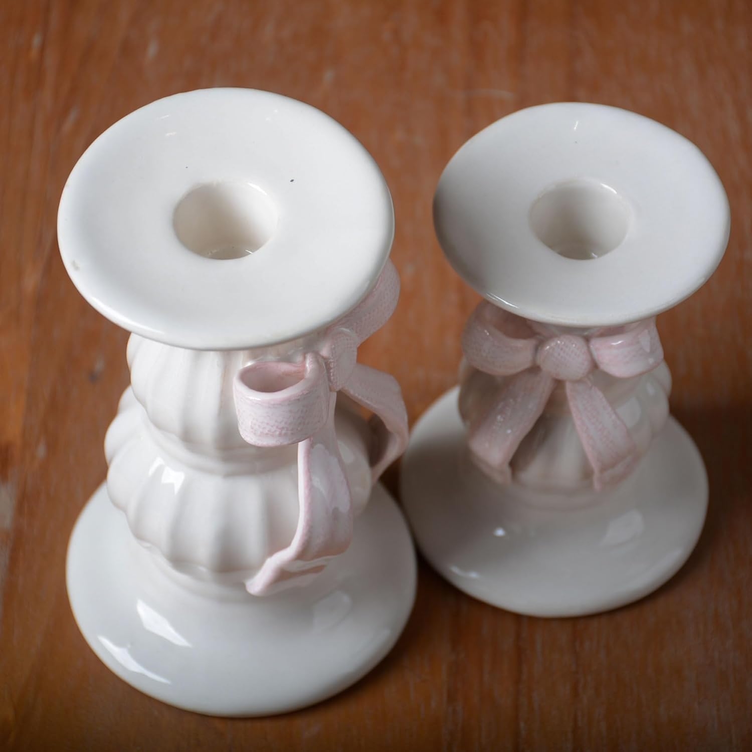 SEINHIJO 2Pcs Ceramic Taper Candle Holders Tall Candlestick Stand for Home Wedding Table Party Decor 5.9 Inch