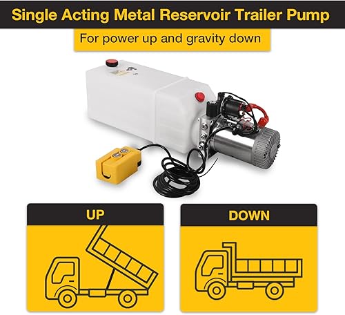 Miniatura 2 de Doppy Bomba hidráulica de 8 cuartos de galón, unidad de potencia hidráulica de 2 galones, 12 V CC, 3200 PSI, bomba de remolque de descarga de un