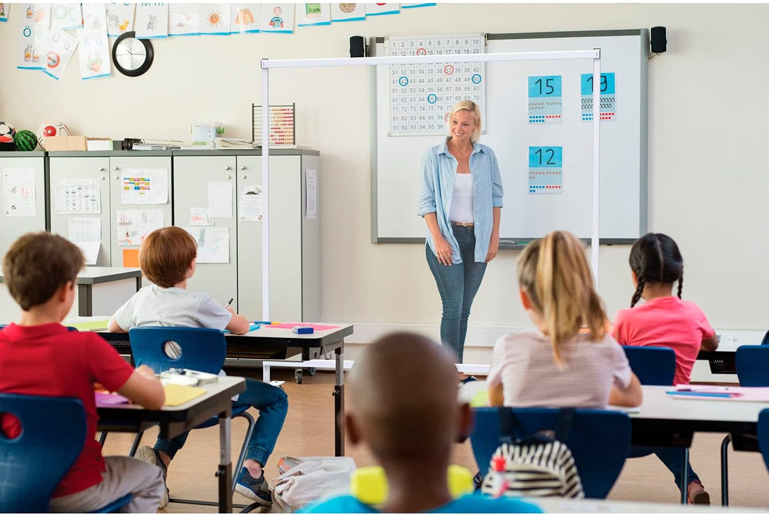 72" Clear Vinyl Room Divider with Steel Frame and Casters